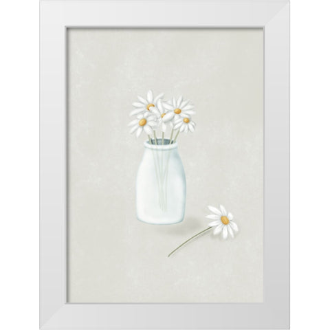 Daisy Flowers White Modern Wood Framed Art Print by Eleonora, Aminah