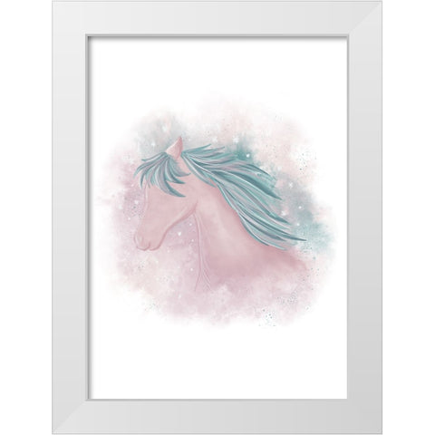 Dreamy Horse White Modern Wood Framed Art Print by Eleonora, Aminah