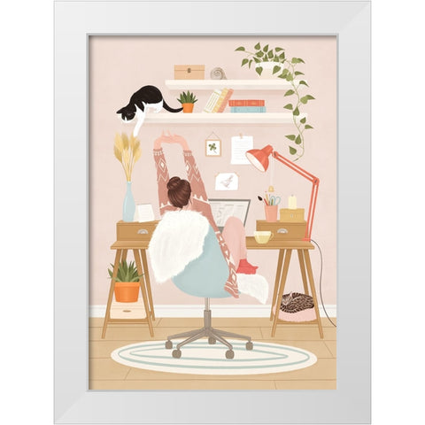 Home office White Modern Wood Framed Art Print by Holikova, Petra