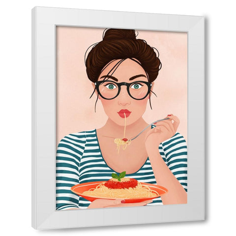 Spaghetti White Modern Wood Framed Art Print by Holikova, Petra
