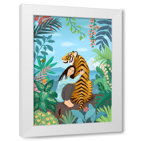 Tiger White Modern Wood Framed Art Print by Holikova, Petra