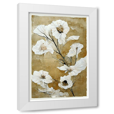 White Dry Flowers White Modern Wood Framed Art Print by Treechild