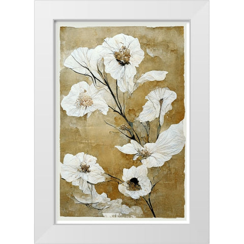 White Dry Flowers White Modern Wood Framed Art Print by Treechild