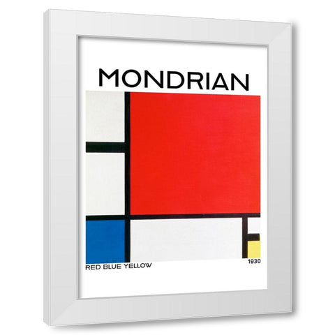Composition with Red - Blue - and Yellow 1930 White Modern Wood Framed Art Print by Pictufy
