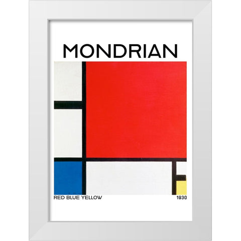 Composition with Red - Blue - and Yellow 1930 White Modern Wood Framed Art Print by Pictufy