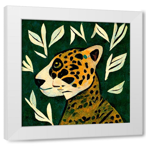 Tiger In Profile White Modern Wood Framed Art Print by Treechild