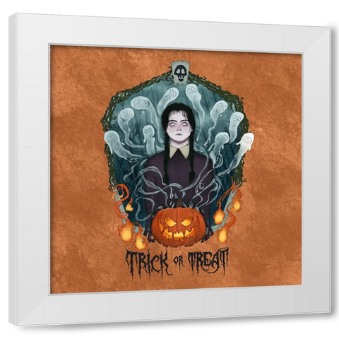 Spooky Trick or Treat White Modern Wood Framed Art Print by Joseph, Mary