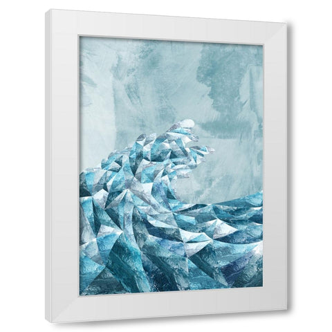 Geometric Metallic Silver Wave White Modern Wood Framed Art Print by Manovski, Sarah