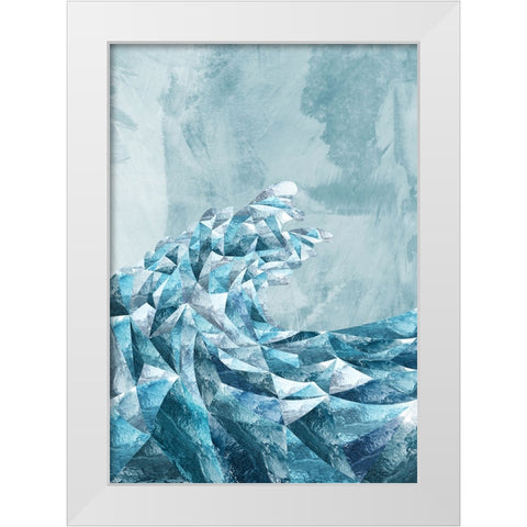 Geometric Metallic Silver Wave White Modern Wood Framed Art Print by Manovski, Sarah