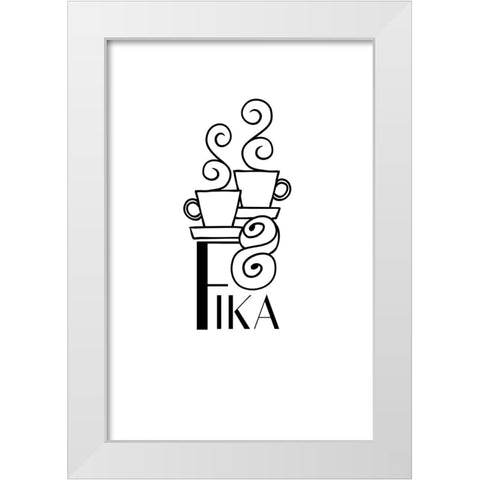 Fika line art illustration White Modern Wood Framed Art Print by Laiz Blursbyai, Rosana