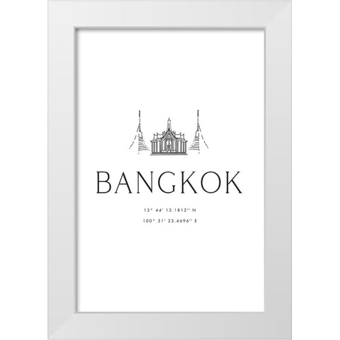 Bangkok coordinates White Modern Wood Framed Art Print by Laiz Blursbyai, Rosana