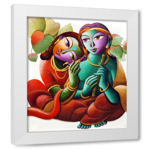 KRISHNA@16 White Modern Wood Framed Art Print by Mukherjee, Dhananjoy