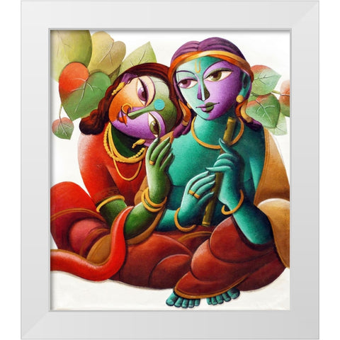 KRISHNA@16 White Modern Wood Framed Art Print by Mukherjee, Dhananjoy