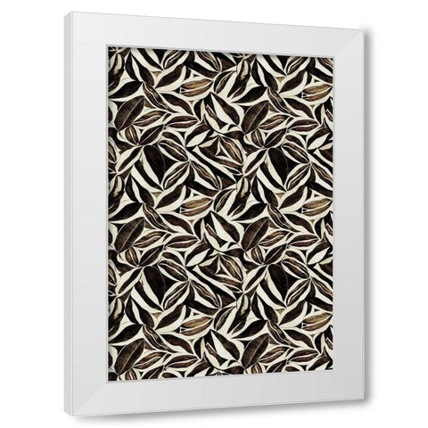 Brown Leafs Pattern White Modern Wood Framed Art Print by Treechild