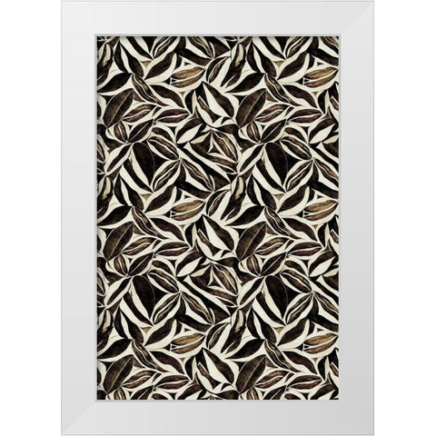 Brown Leafs Pattern White Modern Wood Framed Art Print by Treechild
