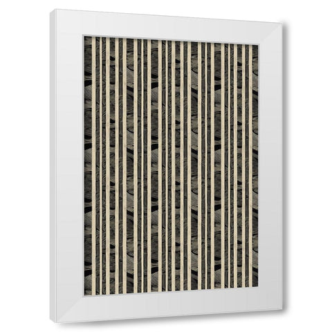 Beige Striped Pattern White Modern Wood Framed Art Print by Treechild