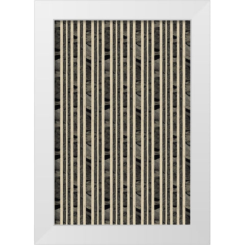 Beige Striped Pattern White Modern Wood Framed Art Print by Treechild