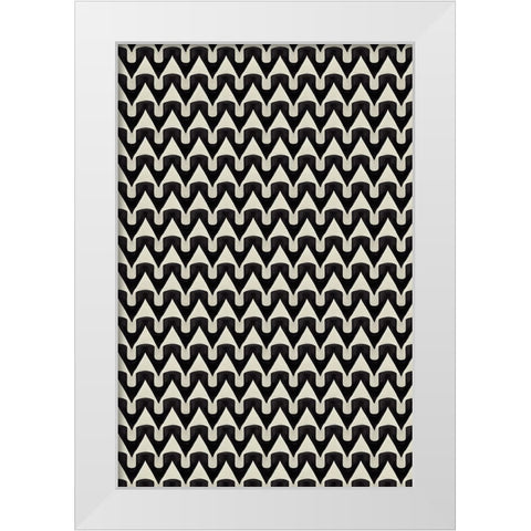 Black And White Zig Zag Pattern White Modern Wood Framed Art Print by Treechild