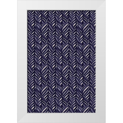 Indigo Blue Pattern White Modern Wood Framed Art Print by Treechild