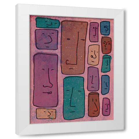 Faces White Modern Wood Framed Art Print by Demir, Aylin