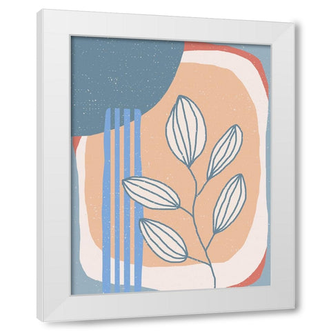 Botanical Plants and Sun White Modern Wood Framed Art Print by Demir, Aylin
