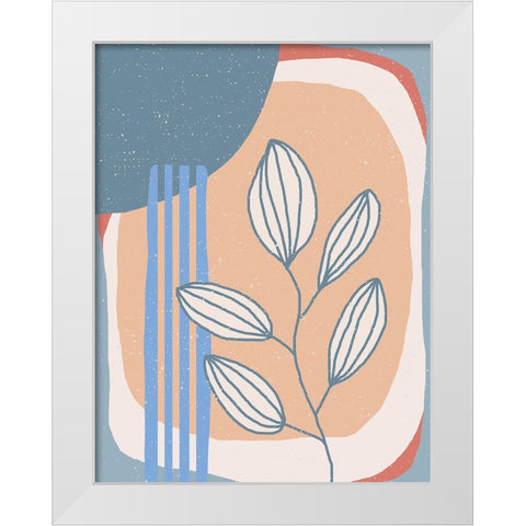 Botanical Plants and Sun White Modern Wood Framed Art Print by Demir, Aylin