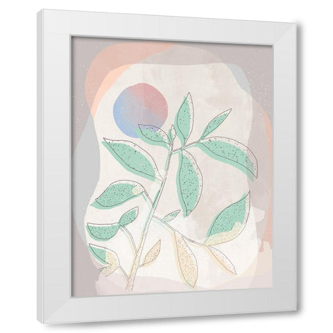 Pastel Leaves White Modern Wood Framed Art Print by Demir, Aylin