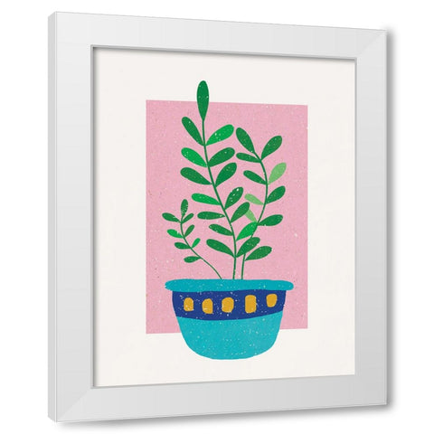 Plant in Sunset White Modern Wood Framed Art Print by Demir, Aylin