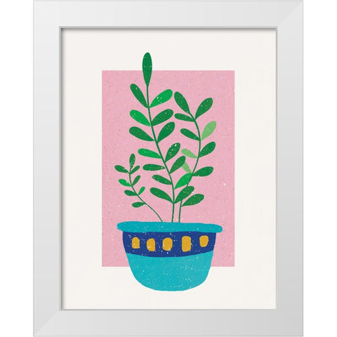 Plant in Sunset White Modern Wood Framed Art Print by Demir, Aylin