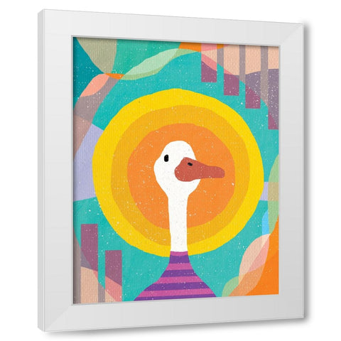 Duck in the Sun White Modern Wood Framed Art Print by Demir, Aylin