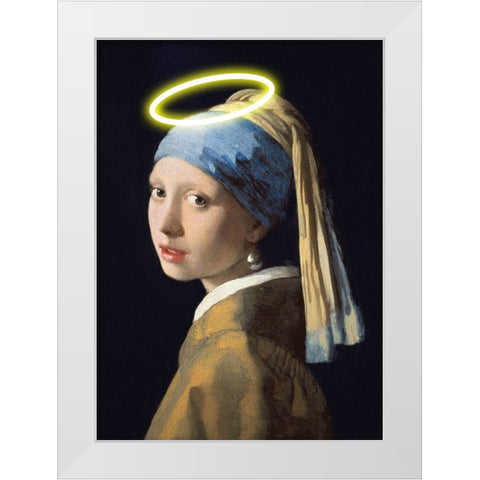 Girl With A Halo White Modern Wood Framed Art Print by Artelele