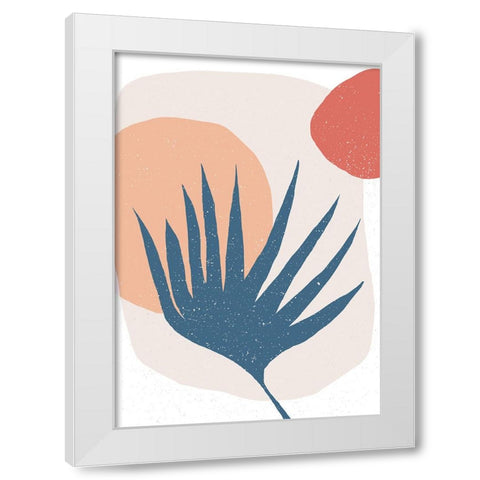 Palm Leaf and Sun White Modern Wood Framed Art Print by Demir, Aylin