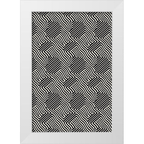 Black And White Pattern White Modern Wood Framed Art Print by Treechild