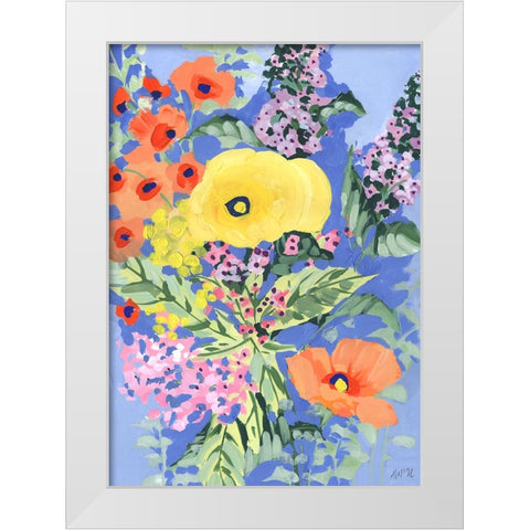 Yellow And Orange Poppies White Modern Wood Framed Art Print by Zwara, Ania