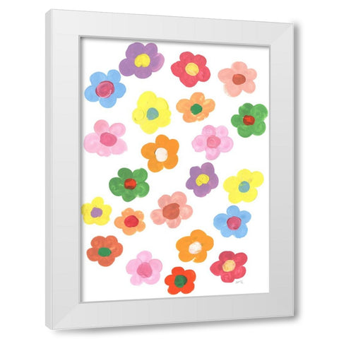 Rainbow Daisies White Modern Wood Framed Art Print by Zwara, Ania