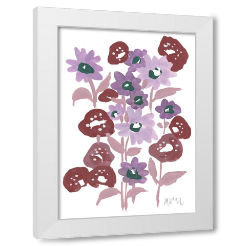 Purple Flowerbed White Modern Wood Framed Art Print by Zwara, Ania