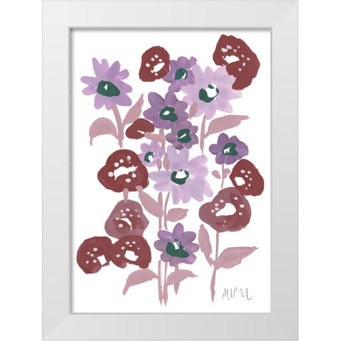 Purple Flowerbed White Modern Wood Framed Art Print by Zwara, Ania