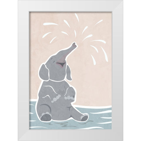 Cute scandi elephant childrens art White Modern Wood Framed Art Print by Manovski, Sarah
