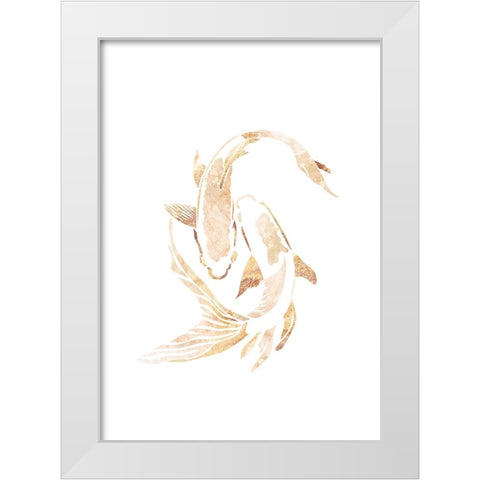 Gold White Japan Koi Fish White Modern Wood Framed Art Print by Manovski, Sarah