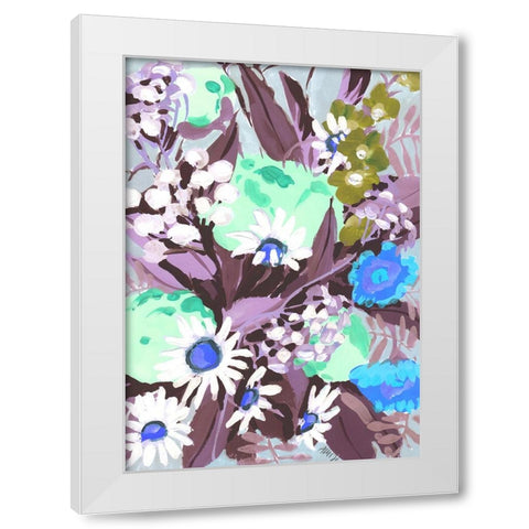 Daisies On Purple Grass White Modern Wood Framed Art Print by Zwara, Ania