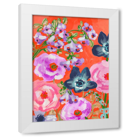 Blue Anemones On Red White Modern Wood Framed Art Print by Zwara, Ania