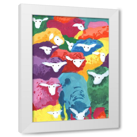 Colorful Sheep Cocktail White Modern Wood Framed Art Print by Zwara, Ania