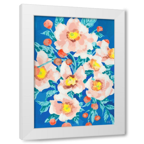 Cobalt Blue With Anemones White Modern Wood Framed Art Print by Zwara, Ania