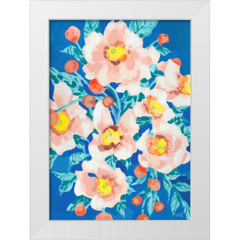 Cobalt Blue With Anemones White Modern Wood Framed Art Print by Zwara, Ania