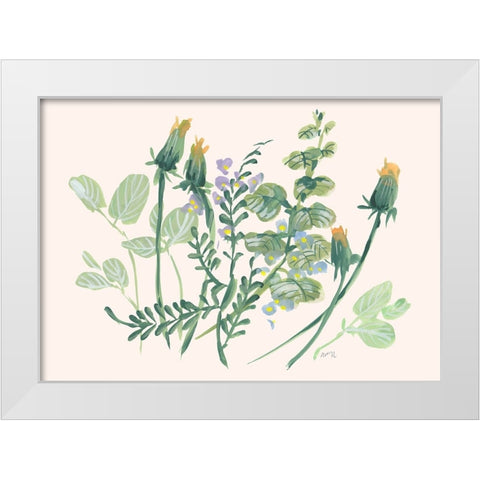 Closed Dandelions White Modern Wood Framed Art Print by Zwara, Ania