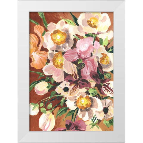 Brown Orchids White Modern Wood Framed Art Print by Zwara, Ania