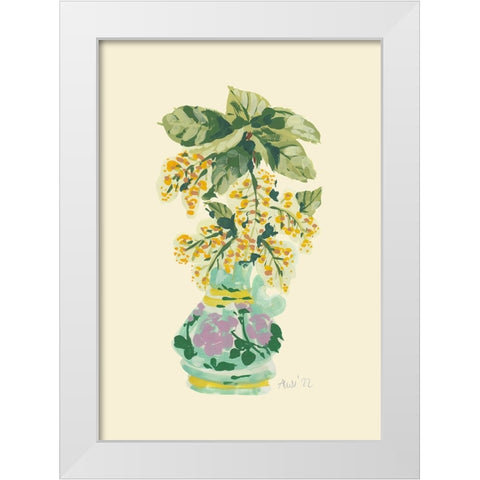 Blooming Linden In Vase White Modern Wood Framed Art Print by Zwara, Ania