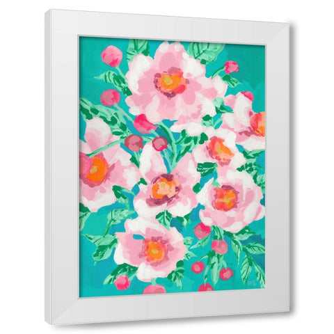 Anemones With Pink Fruits White Modern Wood Framed Art Print by Zwara, Ania
