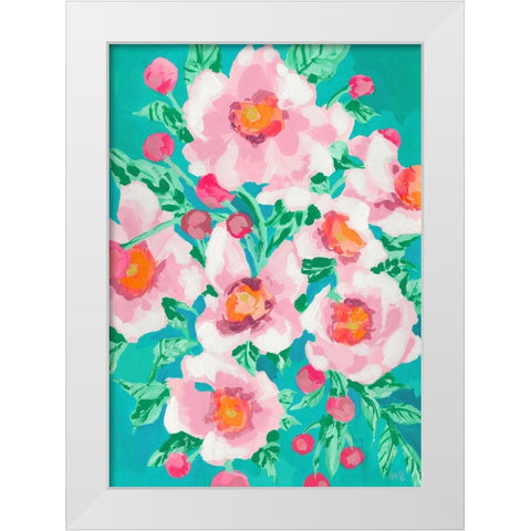 Anemones With Pink Fruits White Modern Wood Framed Art Print by Zwara, Ania