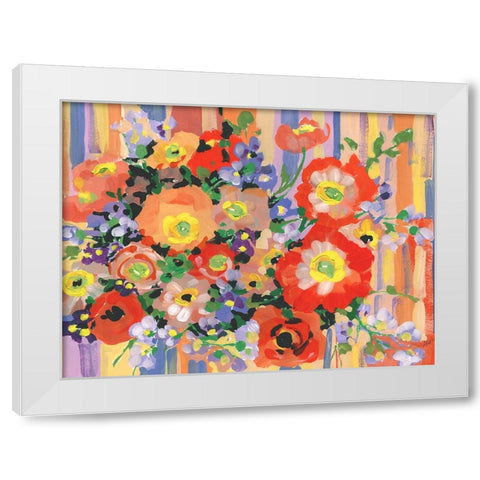 Folk Bouquet White Modern Wood Framed Art Print by Zwara, Ania